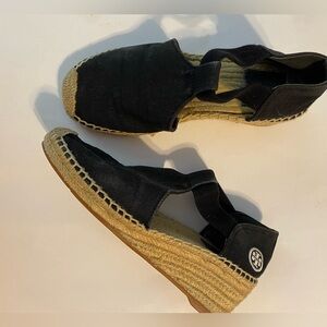 Tory Burch Catalina Wedge Espadrille Black Size 8